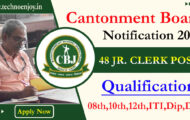 Cantonment Board Notification 2023 – Applying for the 48 Jr. Clerk Posts | Apply Online